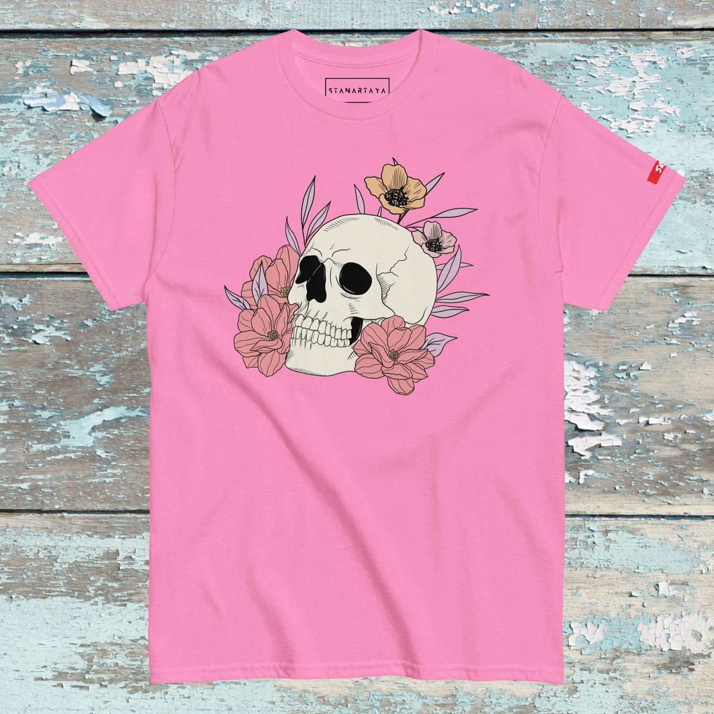 Human skull flower Tee