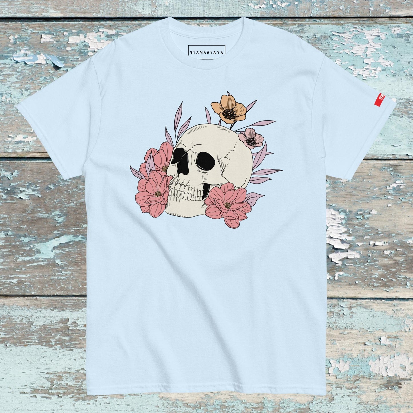Human skull flower Tee