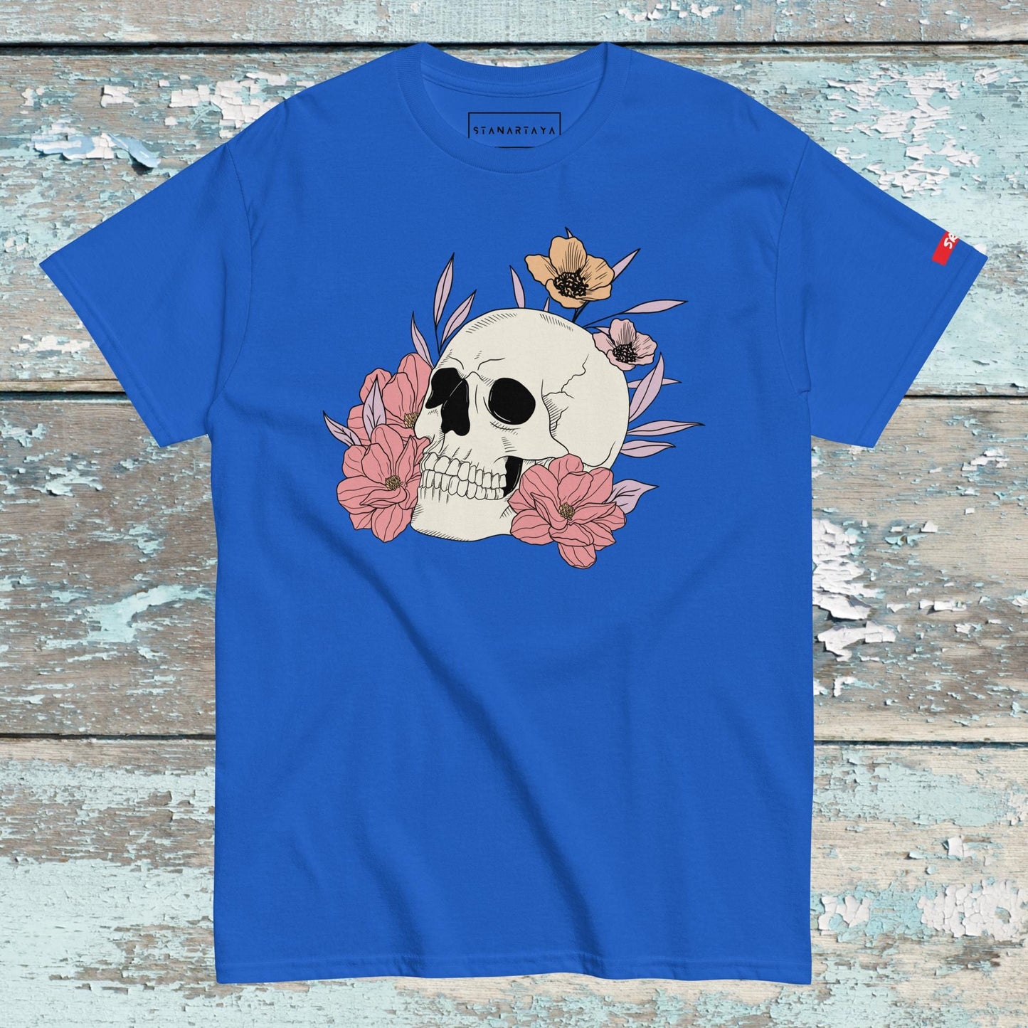 Human skull flower Tee