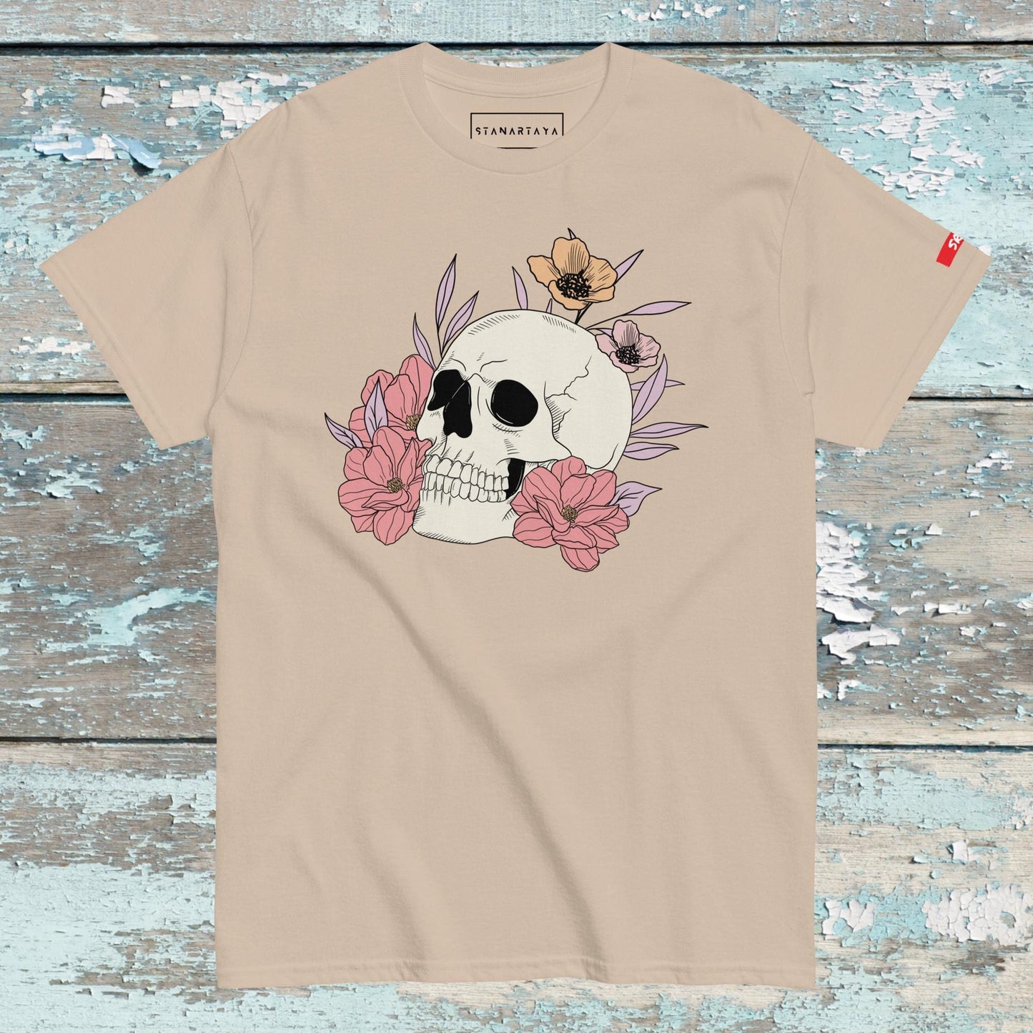Human skull flower Tee