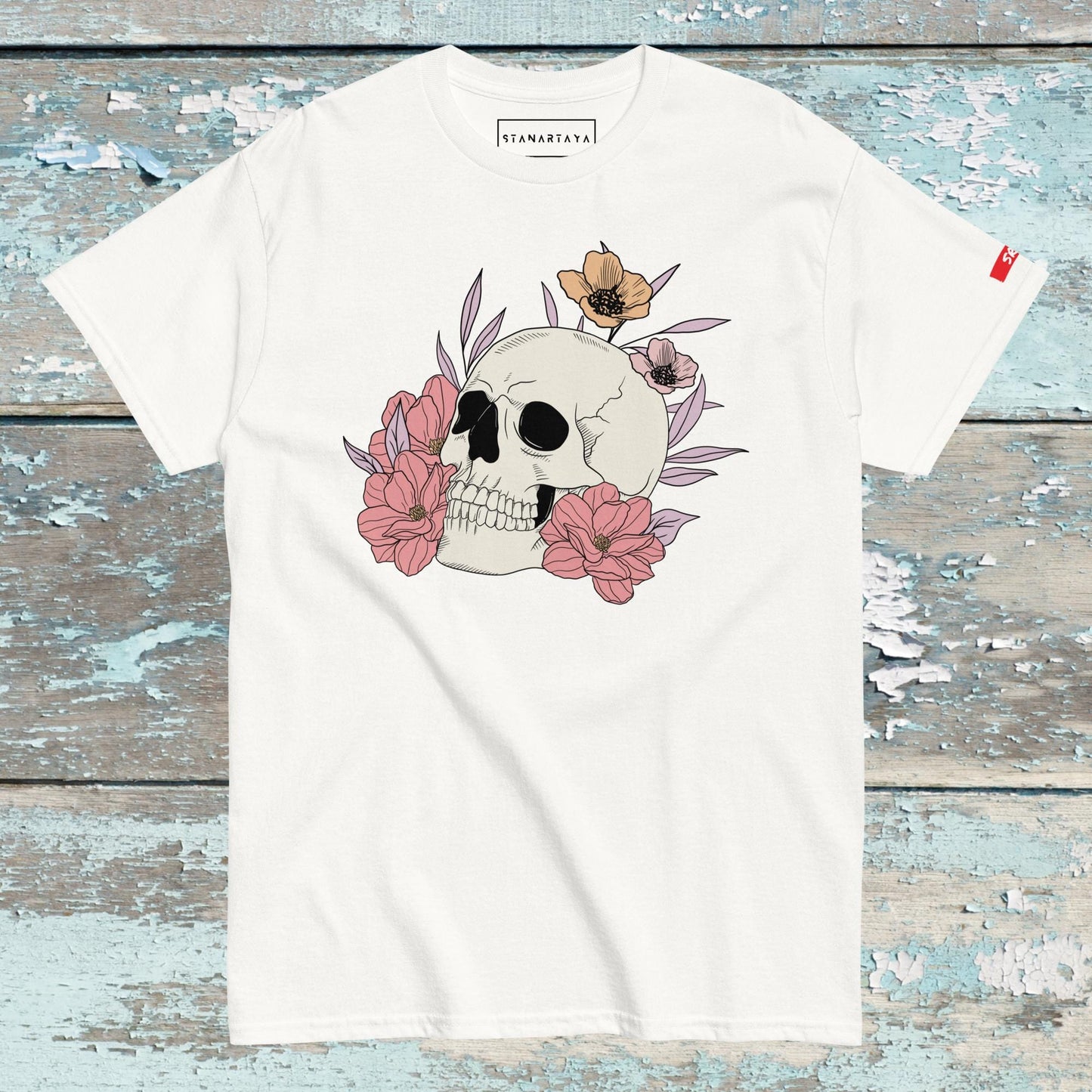 Human skull flower Tee